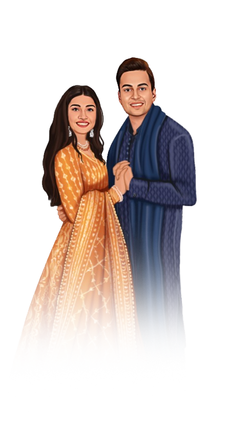 Shubhi and Rajat illustrated portrait